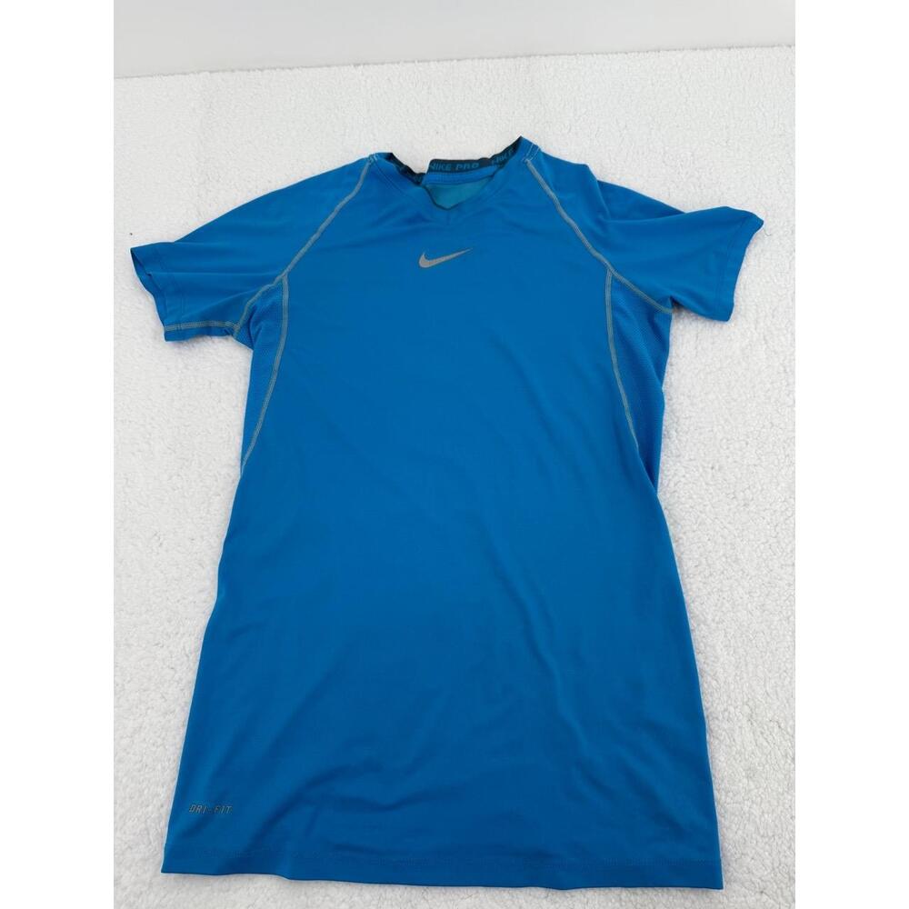 Nike Pro Turquoise‎ V Neck Short Sleeve Dry Fit Logo Athletic T Shirt Mens XL